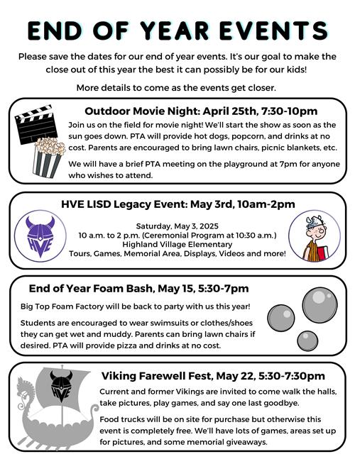  EOY events